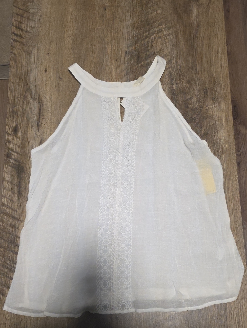PerSeption Concept White Lace-Front Halter Blouse